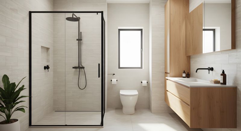 Black Frame Glass Shower
